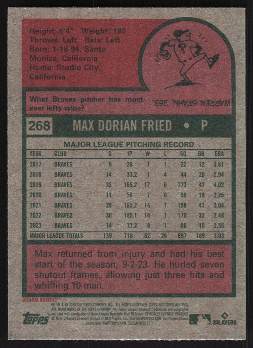 2024 Topps Heritage #268 Max Fried Base