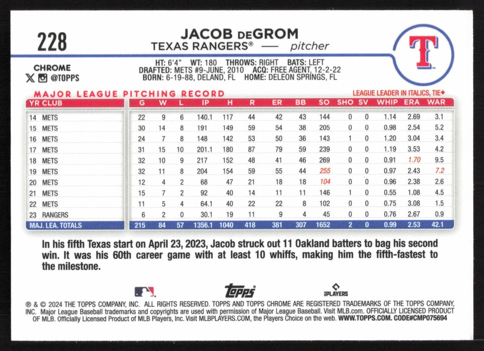 2024 Topps Chrome #228 Jacob deGrom