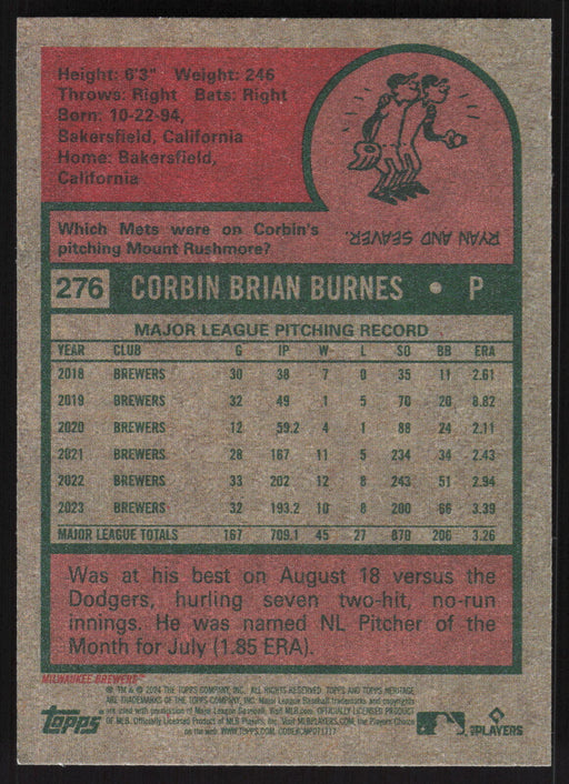 2024 Topps Heritage #276 Corbin Burnes