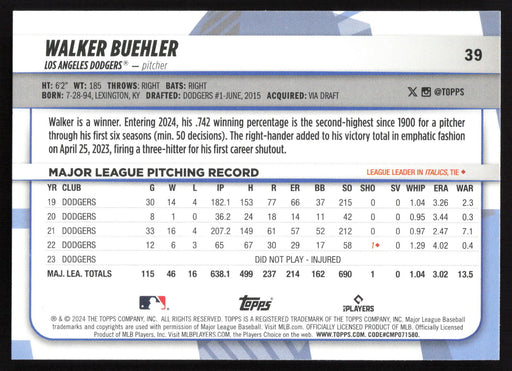 2024 Topps Big League #39 Walker Buehler