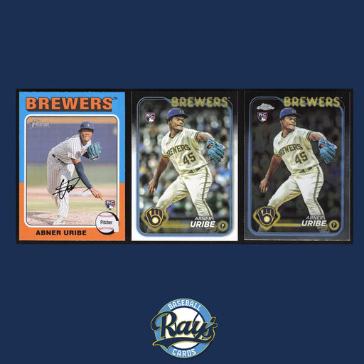 2024 Topps Abner Uribe Milwaukee Brewers Rookie Lot Chrome / Heritage / Series 1