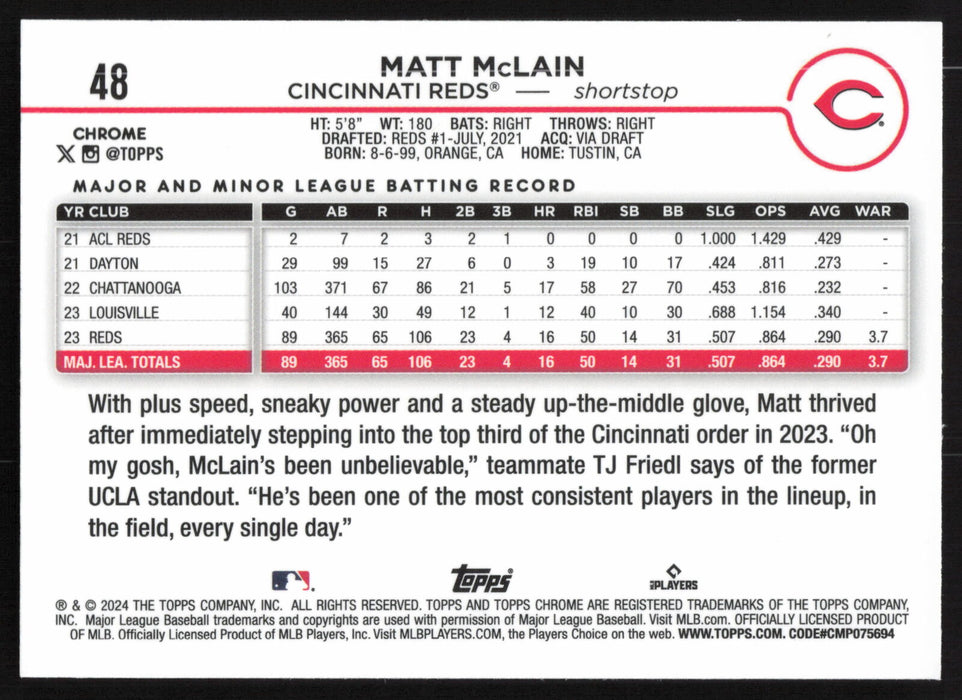 2024 Topps Chrome #48 Matt McLain