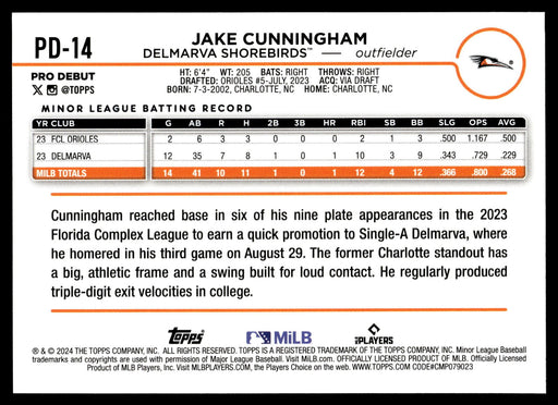 2024 Topps Pro Debut #PD-14 Jake Cunningham