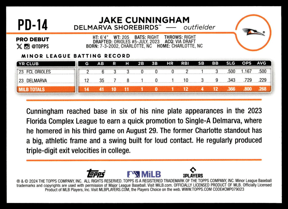 2024 Topps Pro Debut #PD-14 Jake Cunningham