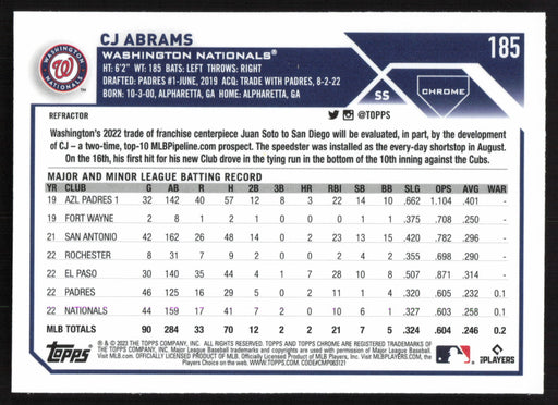 2023 Topps Chrome #185 CJ Abrams Refractor