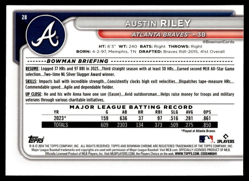 2024 Bowman Chrome #28 Austin Riley