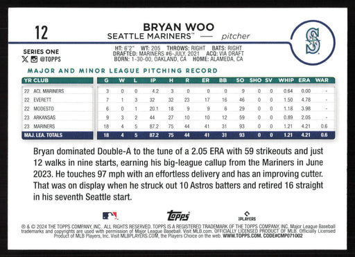 2024 Topps #12 Bryan Woo