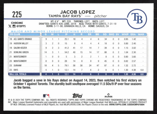 2024 Topps Chrome #225 Jacob Lopez