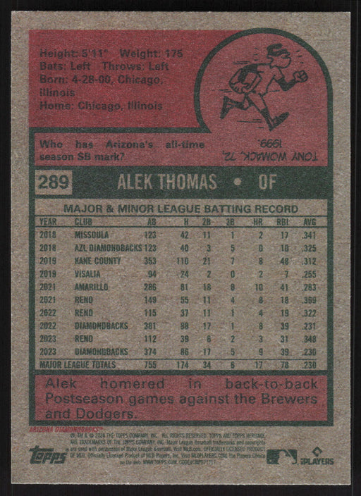 2024 Topps Heritage #289 Alek Thomas