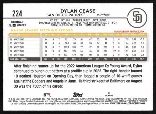 2024 Topps Chrome #224 Dylan Cease