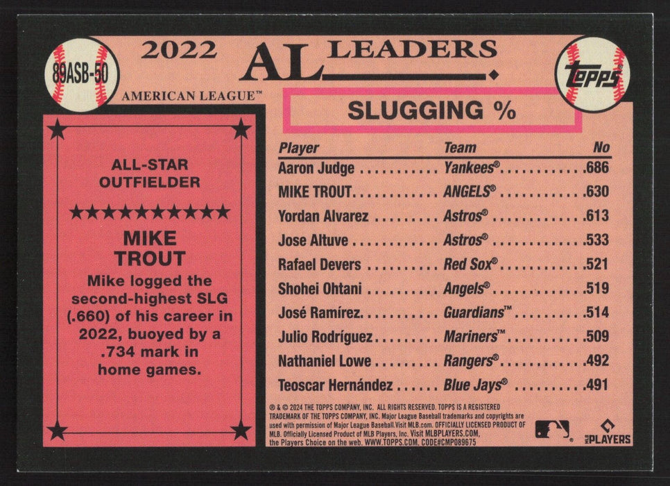 2024 Topps #89ASB-50 Mike Trout 1989 Topps Baseball All-Stars Foil