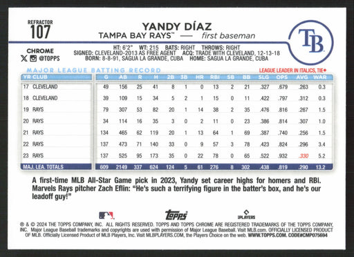 2024 Topps Chrome #107 Yandy Díaz Refractor