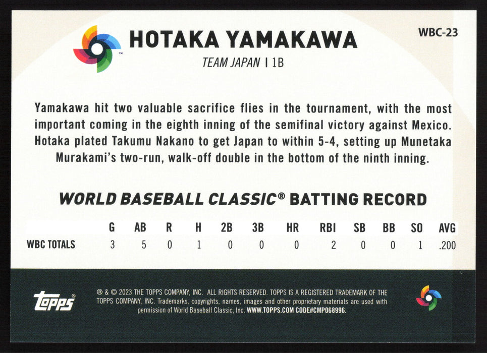 2023 Topps Japan Edition #WBC-23 Hotaka Yamakawa WBC Japanese National Team