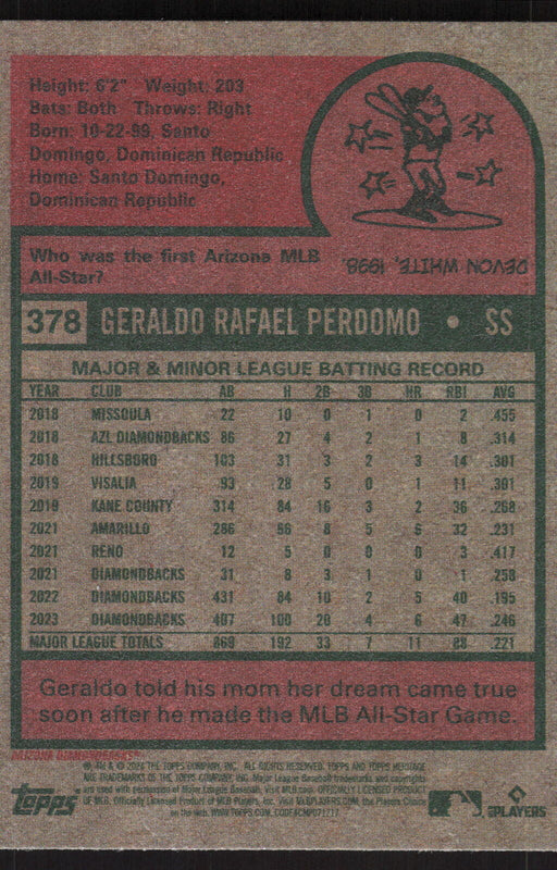 2024 Topps Heritage #378 Geraldo Perdomo Base