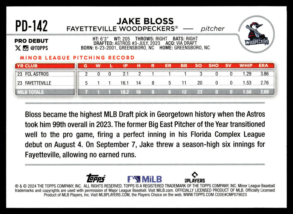 2024 Topps Pro Debut #PD-142 Jake Bloss