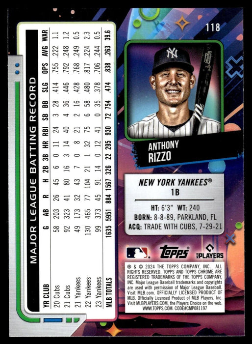 2024 Topps Chrome Cosmic #118 Anthony Rizzo