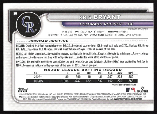 2024 Bowman #50 Kris Bryant