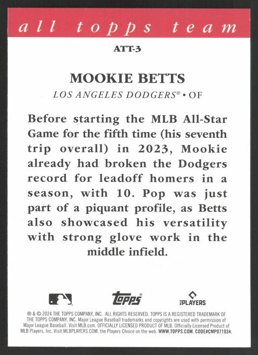 2024 Topps #ATT-3 Mookie Betts 2023 All Topps Team