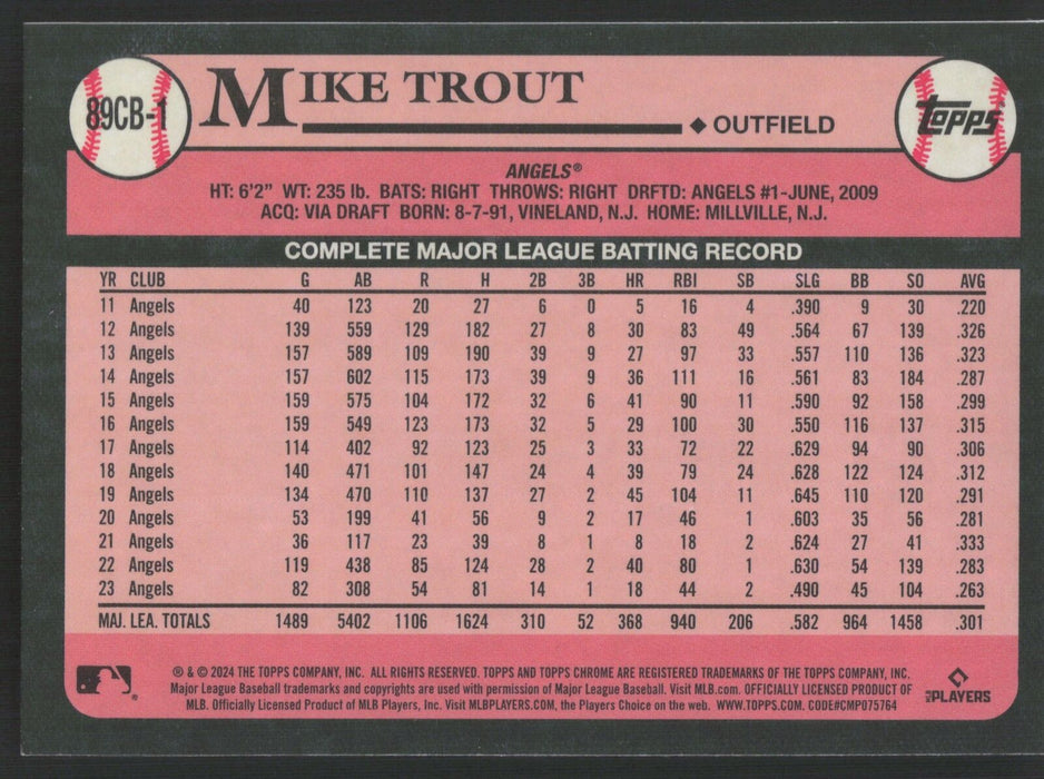 2024 Topps Chrome #89CB-1 Mike Trout 35th Anniversary