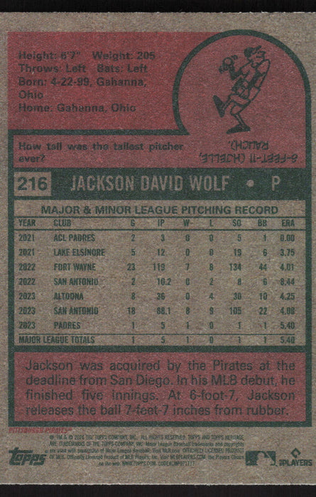 2024 Topps Heritage #216 Jackson Wolf Base