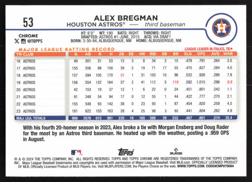 2024 Topps Chrome #53 Alex Bregman