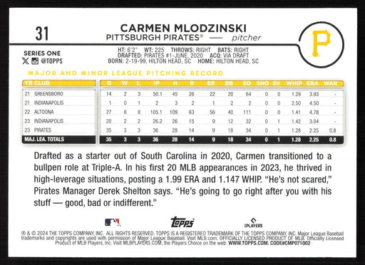 2024 Topps #31 Carmen Mlodzinski