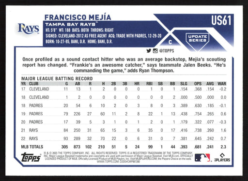 2023 Topps Update #US61 Francisco Mejía Gold Foil