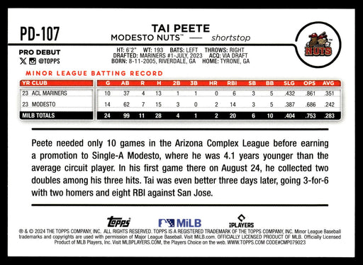 2024 Topps Pro Debut #PD-107 Tai Peete