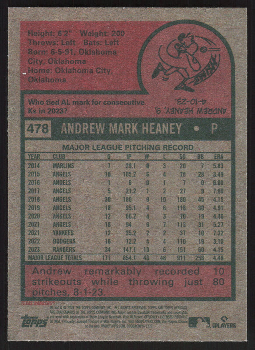 2024 Topps Heritage #478 Andrew Heaney