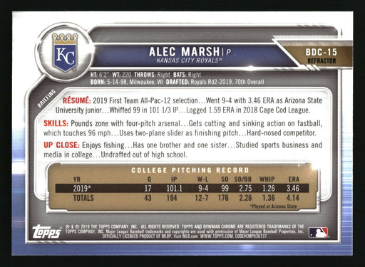 2019 Bowman Draft #BDC-15 Alec Marsh Chrome Refractor