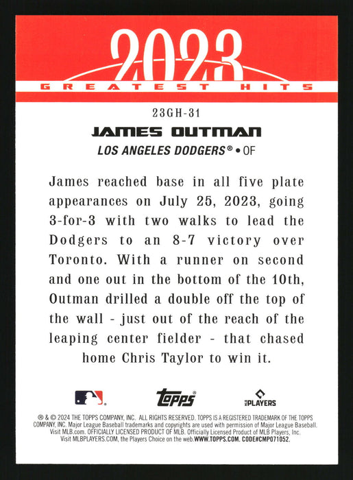 2024 Topps #23GH-31 James Outman 2023 Greatest Hits