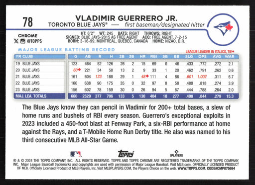 2024 Topps Chrome #78 Vladimir Guerrero Jr.