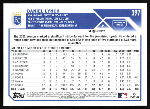 2023 Topps #397 Daniel Lynch Gold Foil