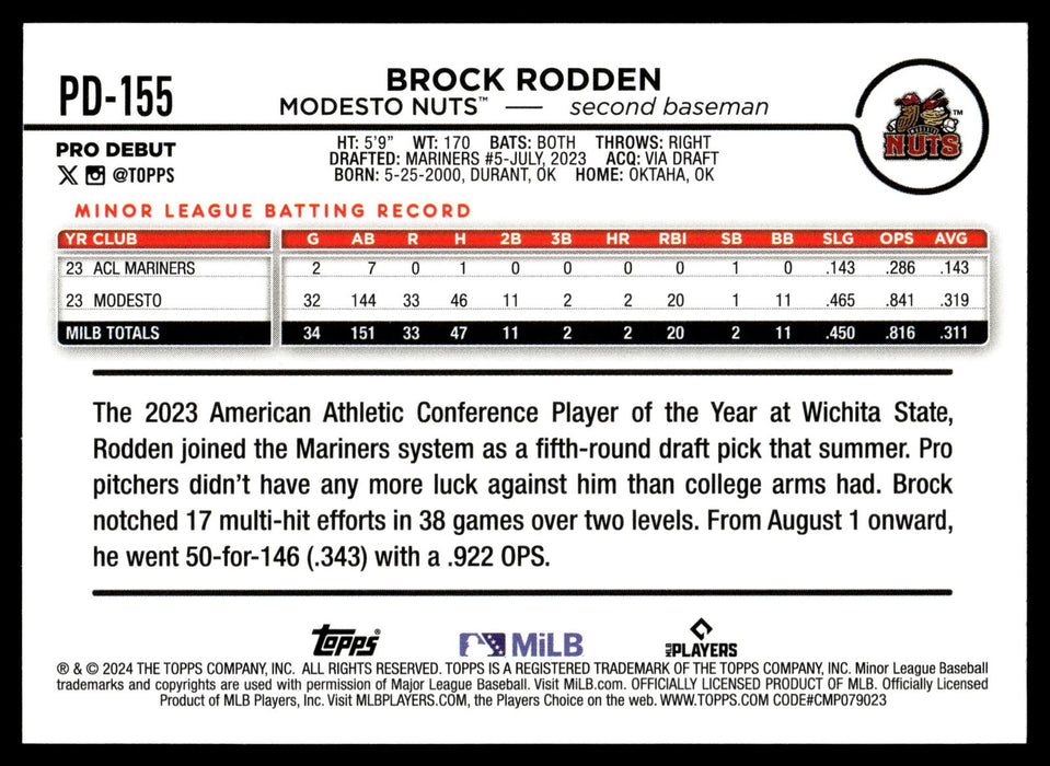 2024 Topps Pro Debut #PD-155 Brock Rodden