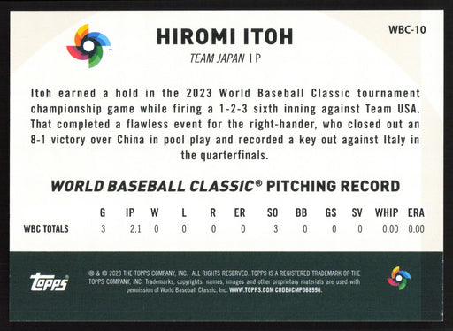 2023 Topps Japan Edition #WBC-10 Hiromi Itoh WBC Japanese National Team