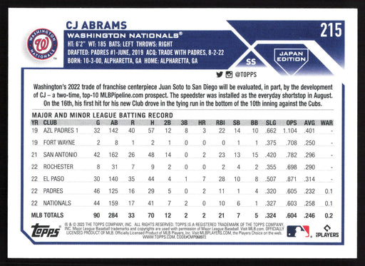 2023 Topps Japan Edition #215 CJ Abrams