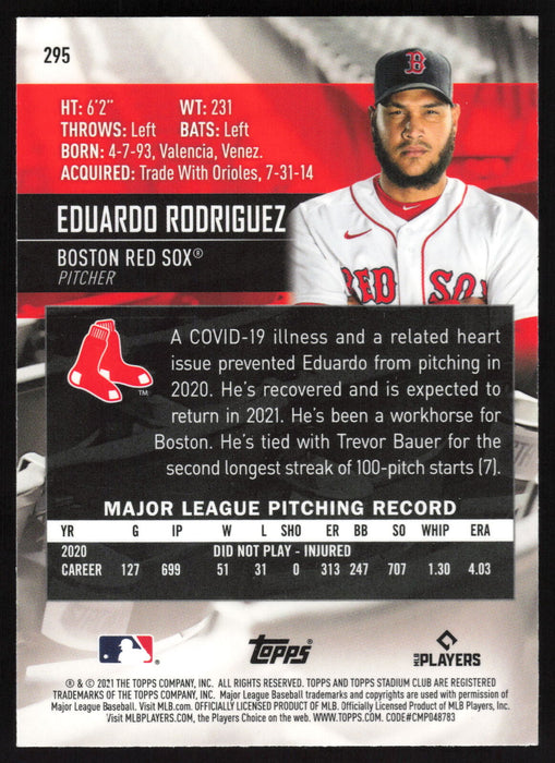 2021 Stadium Club Chrome #295 Eduardo Rodriguez