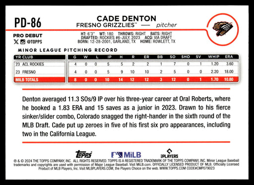 2024 Topps Pro Debut #PD-86 Cade Denton