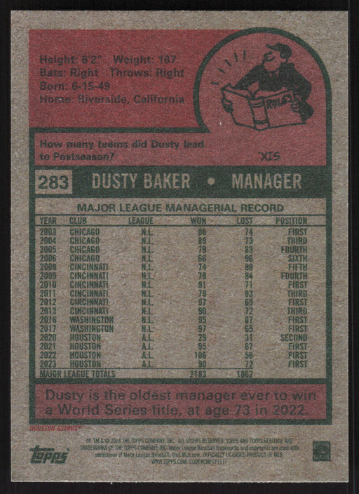 2024 Topps Heritage #283 Dusty Baker