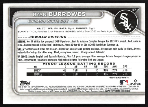 2024 Bowman #BCP-119 Ryan Burrowes Chrome Prospects