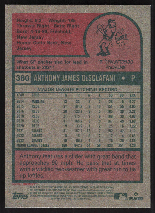 2024 Topps Heritage #380 Anthony DeSclafani Base