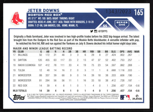 2023 Topps #165 Jeter Downs Gold #/2023