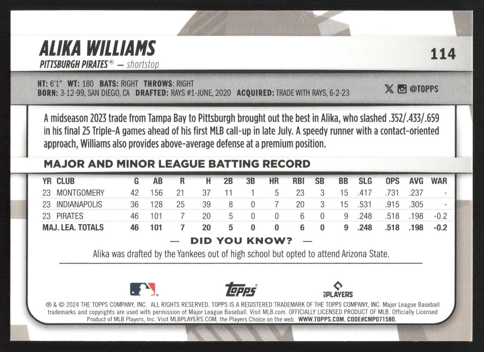 2024 Topps Big League #114 Alika Williams