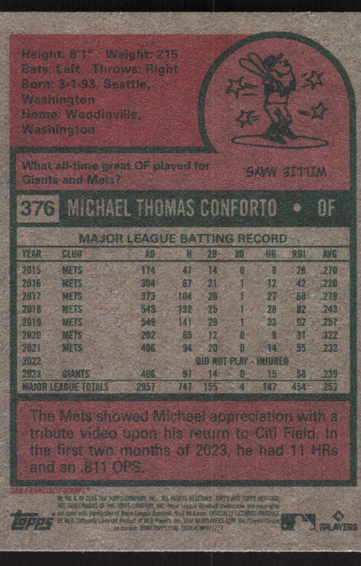 2024 Topps Heritage #376 Michael Conforto