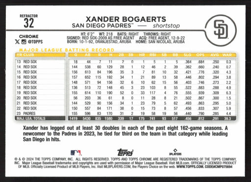 2024 Topps Chrome #32 Xander Bogaerts Refractor