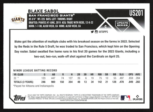 2023 Topps Update #US201 Blake Sabol Gold Foil