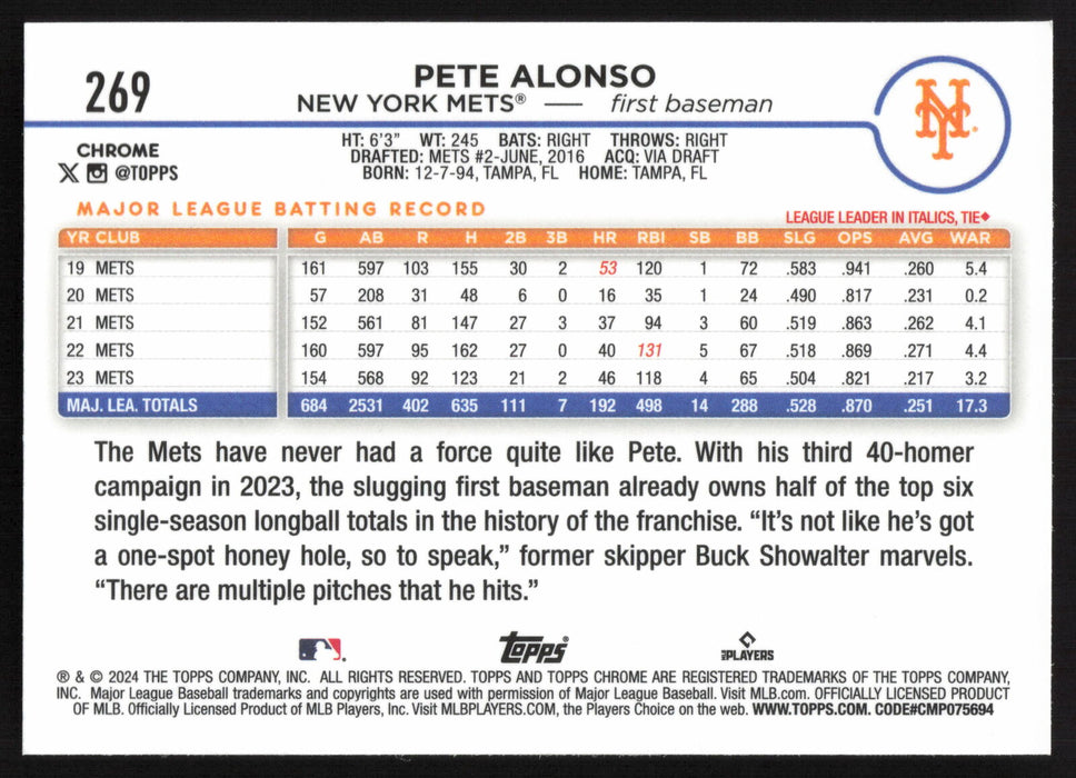 2024 Topps Chrome #269 Pete Alonso