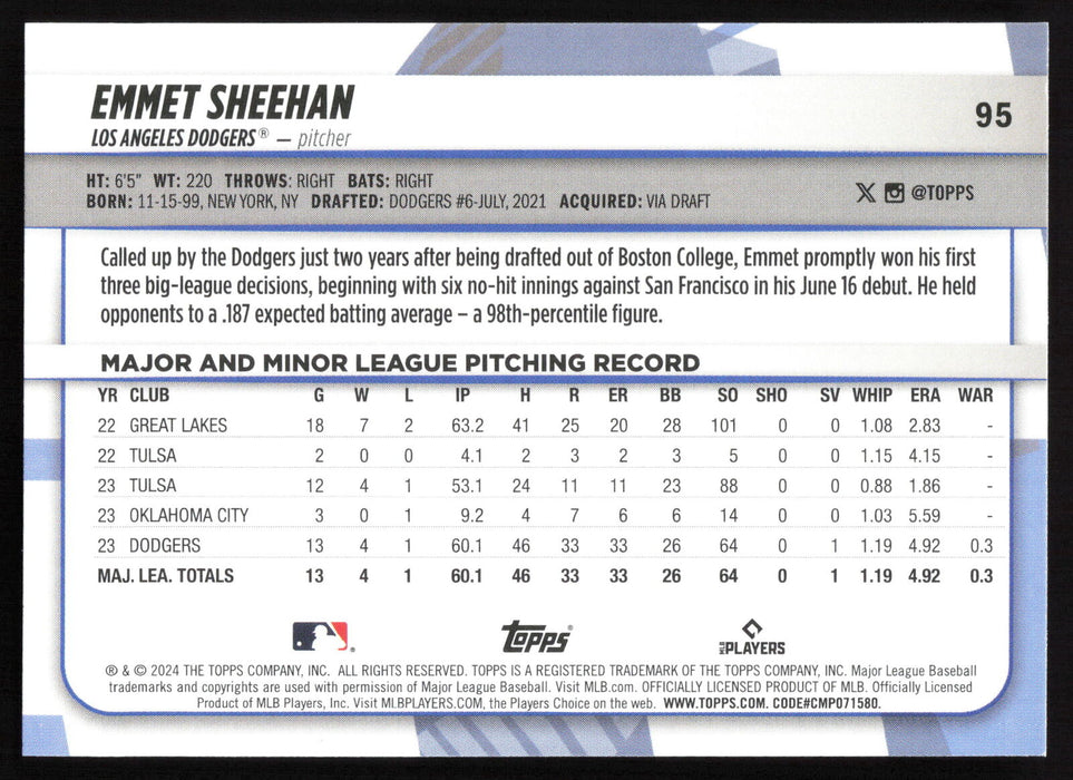 2024 Topps Big League #95 Emmet Sheehan