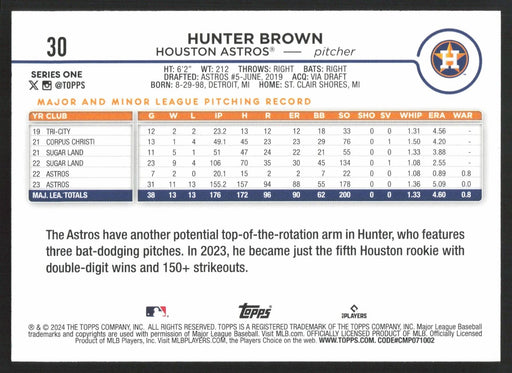 2024 Topps #30 Hunter Brown Silver Crackle Foil