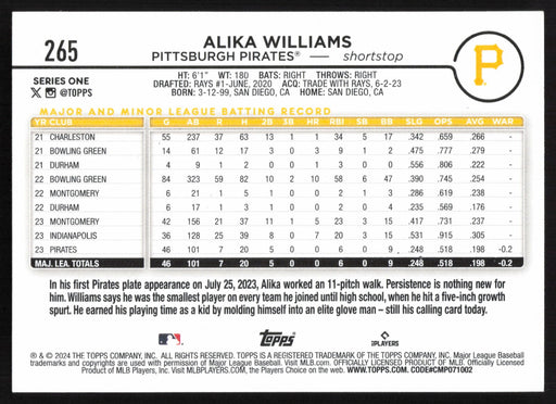 2024 Topps #265 Alika Williams - 5 Card Player Lot - Rookie Card